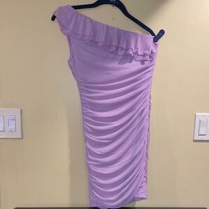 Girl’s Lavender Ruffle One-Shoulder Dress